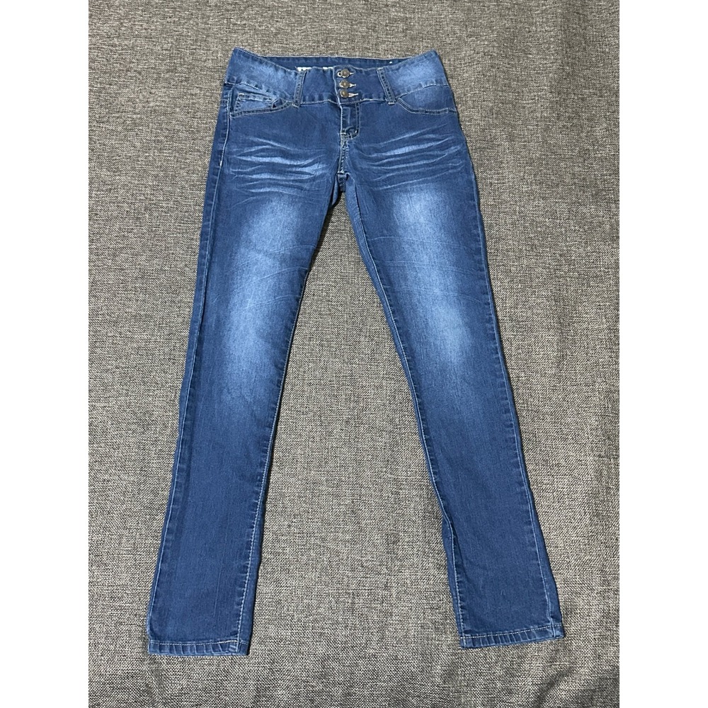 VIP Jeans Women's 16 Skinny Jeans Blue Denim High Rise Triple Button